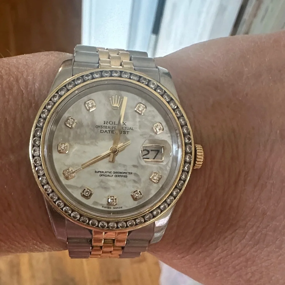 Rolex Datejust 18k Gold and Silver Watch with Diamond Accents - Picture 8 of 8